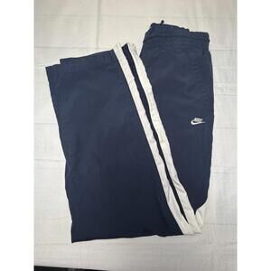 Vtg 90s Nike Silver Tag Fleece Pants S Navy Stripe Track Y2K